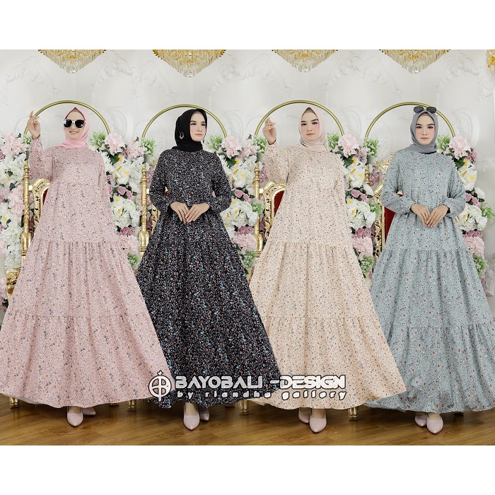 Bayobali-Baju gamis WanitaTerbaru Bahan Zara Twill Original Motif Print Bunga Kecil Viral - Home Dre