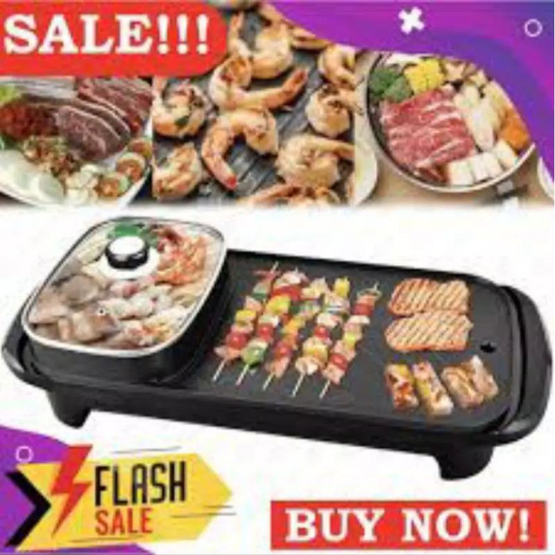 Panggangan Bbq Elektrik Grill Pan 2 in 1 Hot Pot