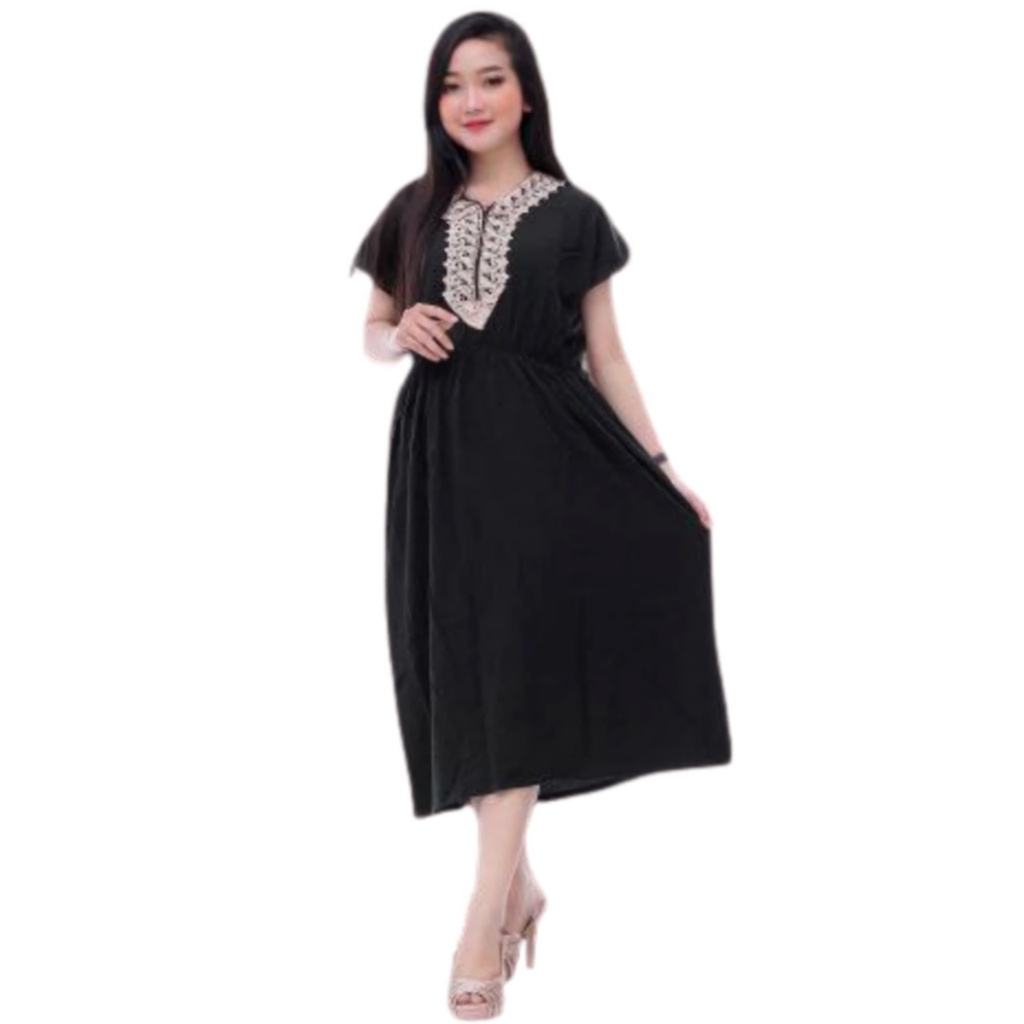 DASTER ARAB DLUSIA TUNIK HANIYAH|| RAYON SUPER GRADE A || RESLETING-Ds Manohara Hitam