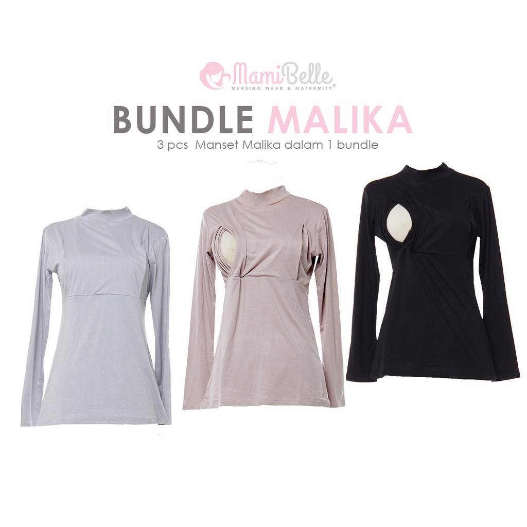

Baju Hamil Menyusui Manset Bumil Busui MAMIBELLE MALIKA BUNDLE Spandex Premium