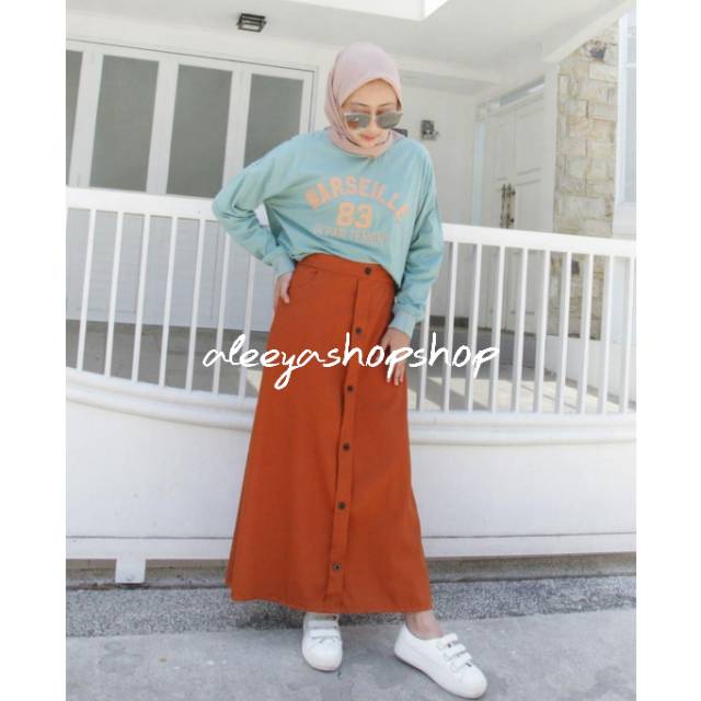 ALEEYA Rok Suede Kancing / Olla Button Maxi Skirt Suede (2105)