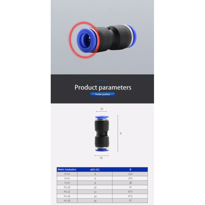 Slip Lock konektor 6mm - 6mm / Pneumatic X-3