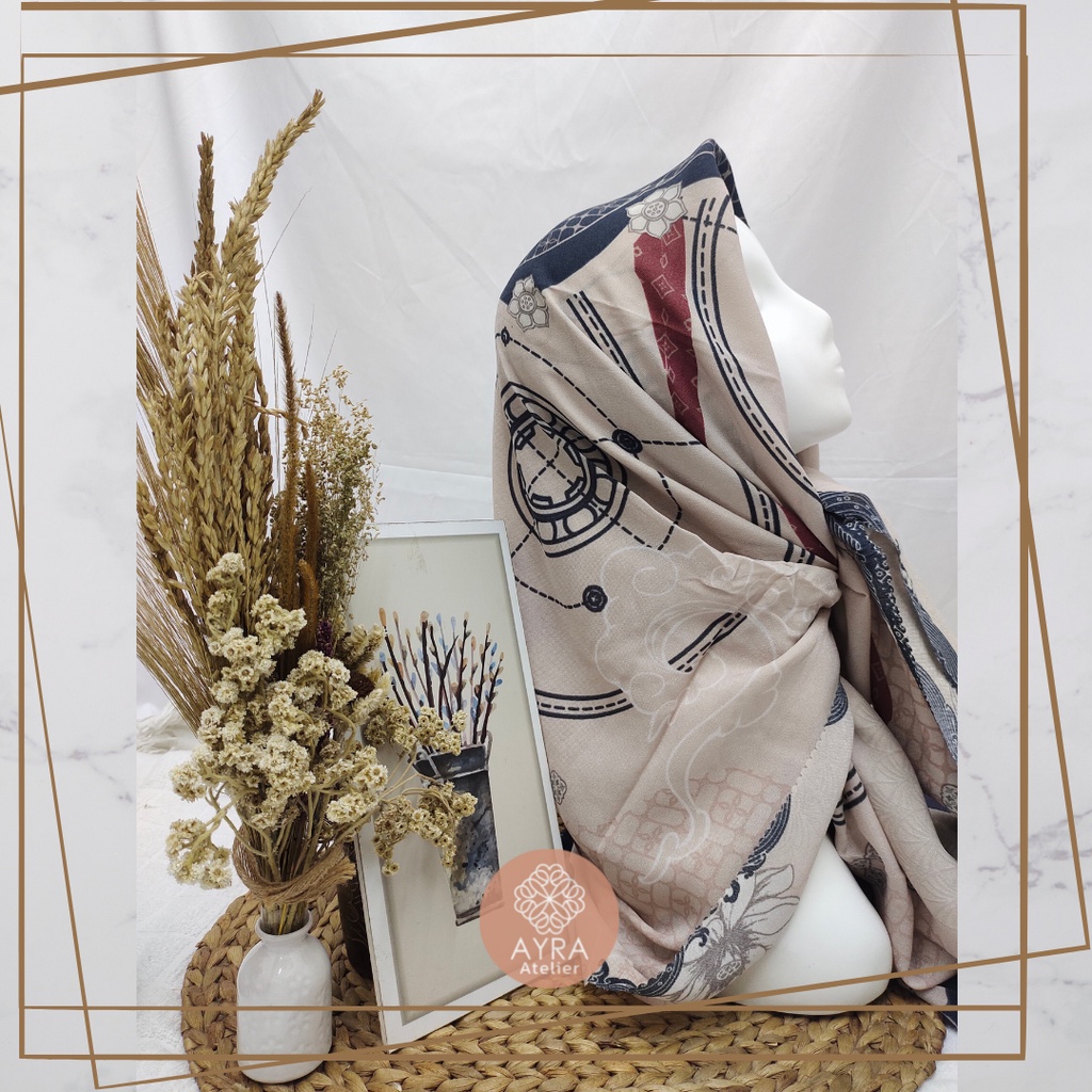 HIJAB SYARI SEGIEMPAT KERUDUNG JUMBO MOTIF JILBAB BESAR KERUDUNG JUMBO LASERCUT 130 cm JILBAB SYAR'I 130cm azzura Aubrey-D  Daisy