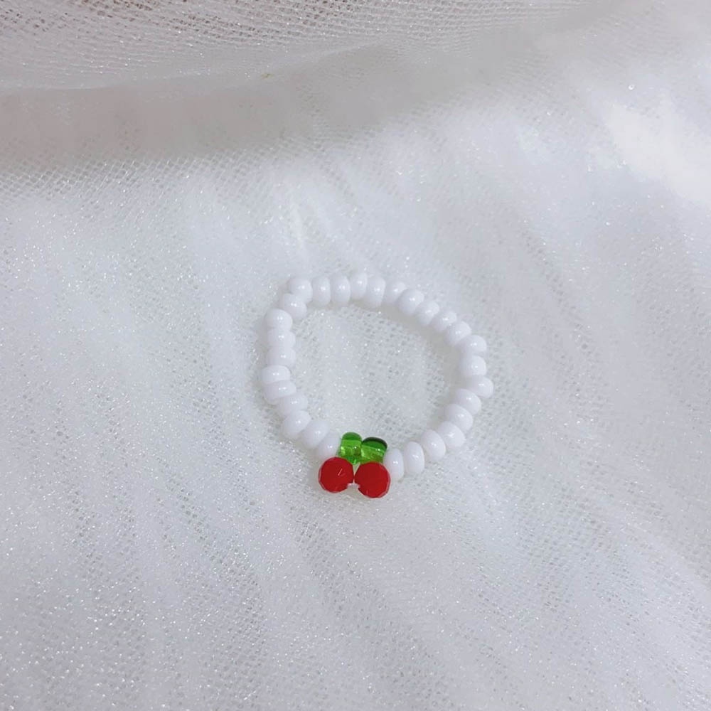 Cincin Manik-Manik Resin Warna Hitam Dan Putih Gaya Minimalis Untuk Wanita