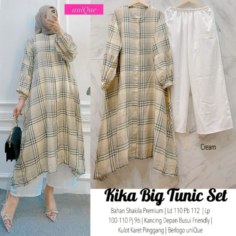 Kika big tunik set banyak warna bahan shakila dingin
