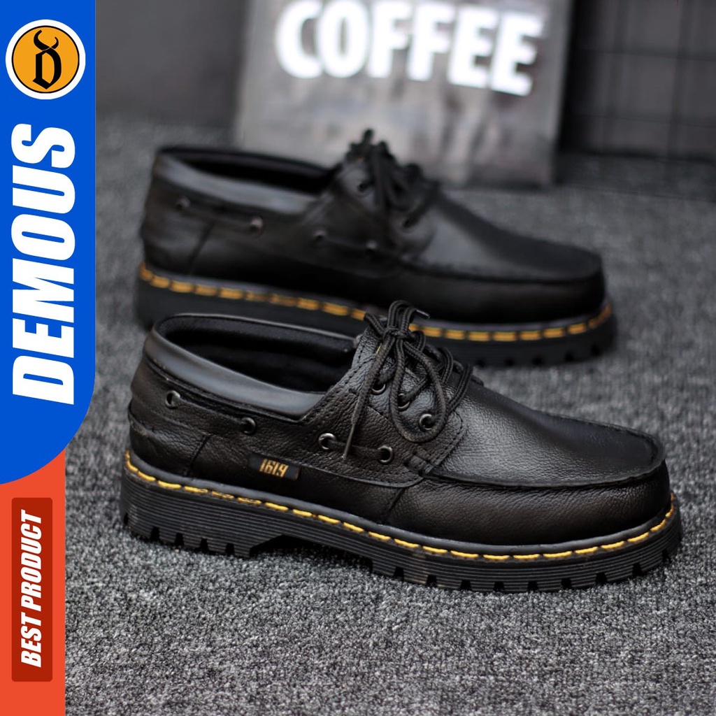 DEMOUS Gon - Sepatu Formal Pantofel Kulit Asli Docmart Low Boots Kerja Pria