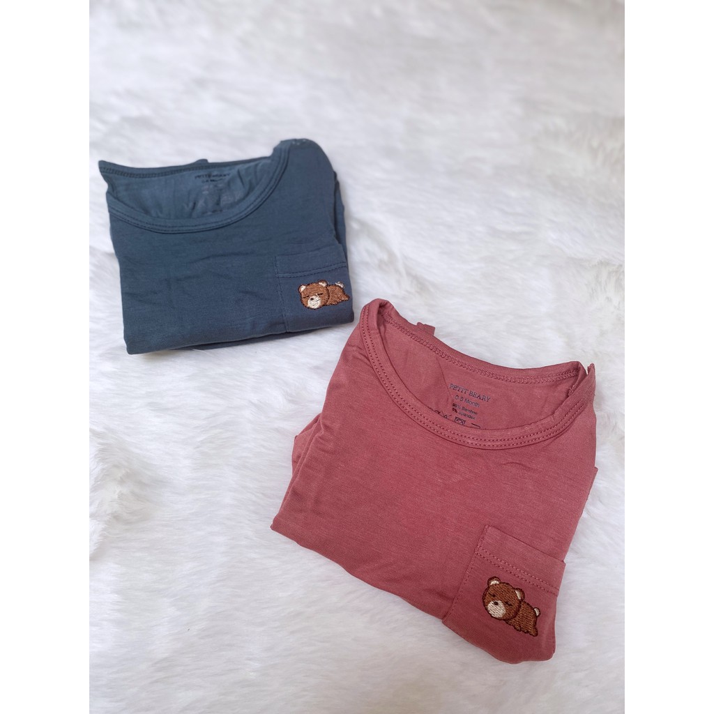 Petit Beary Bamboo Basic Tee + Shorts Set - Baju Santai Rumah Anak Bayi Celana Pendek Bambu Halus