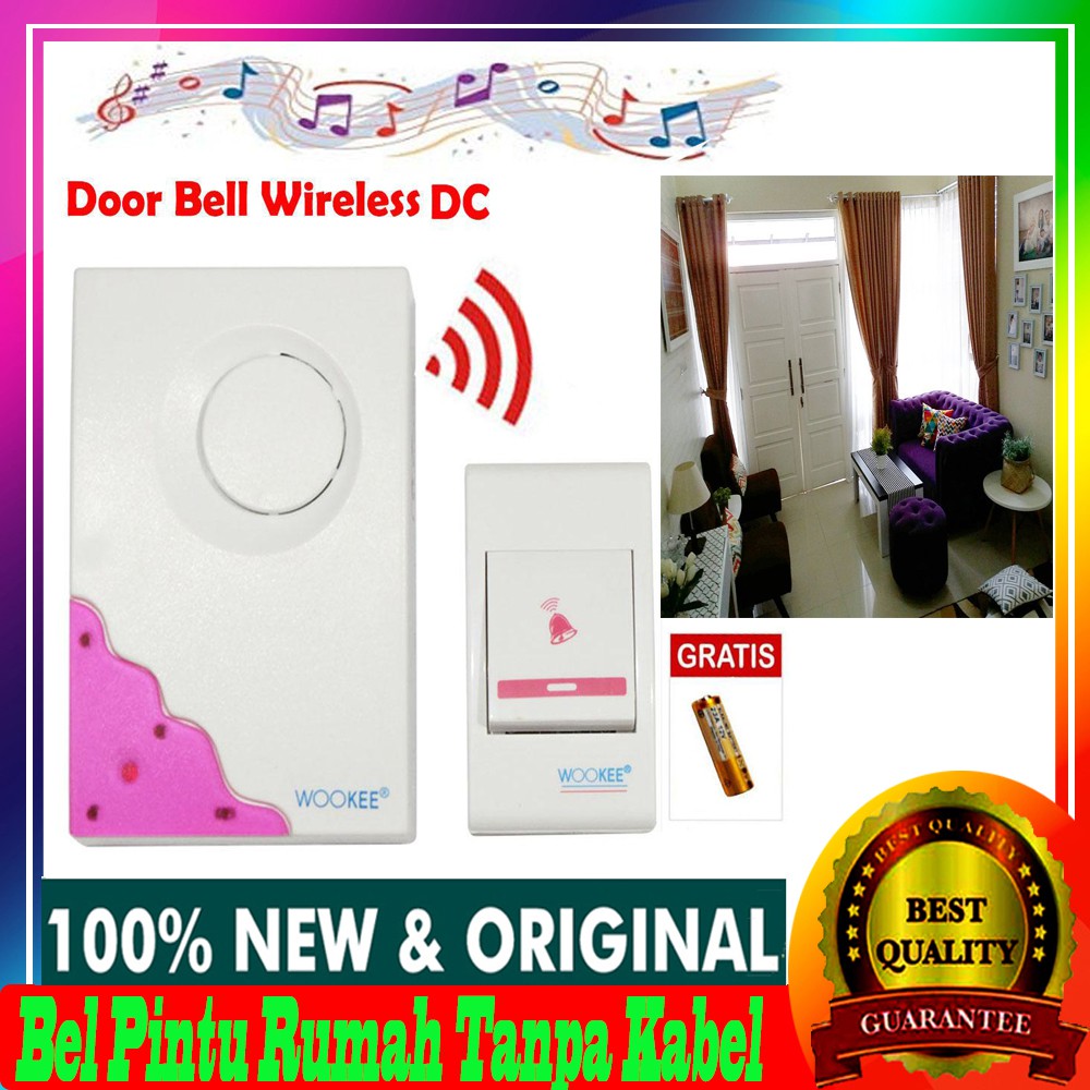 (GRATIS Baterai ) Wireless Doorbell Wireless / Bel Pintu Rumah Tanpa Kabel Door Bell Wireless AC DC