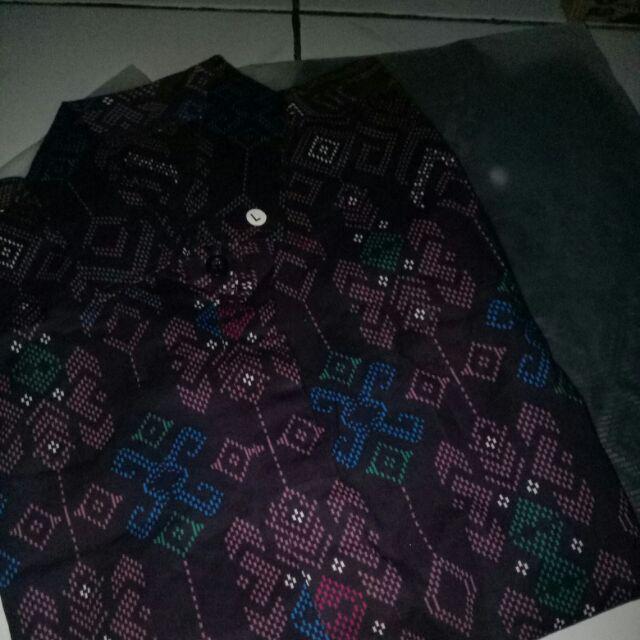 Credomenstore Kemeja Batik Pria Lengan Panjang Ungu / Baju Songket Cowok