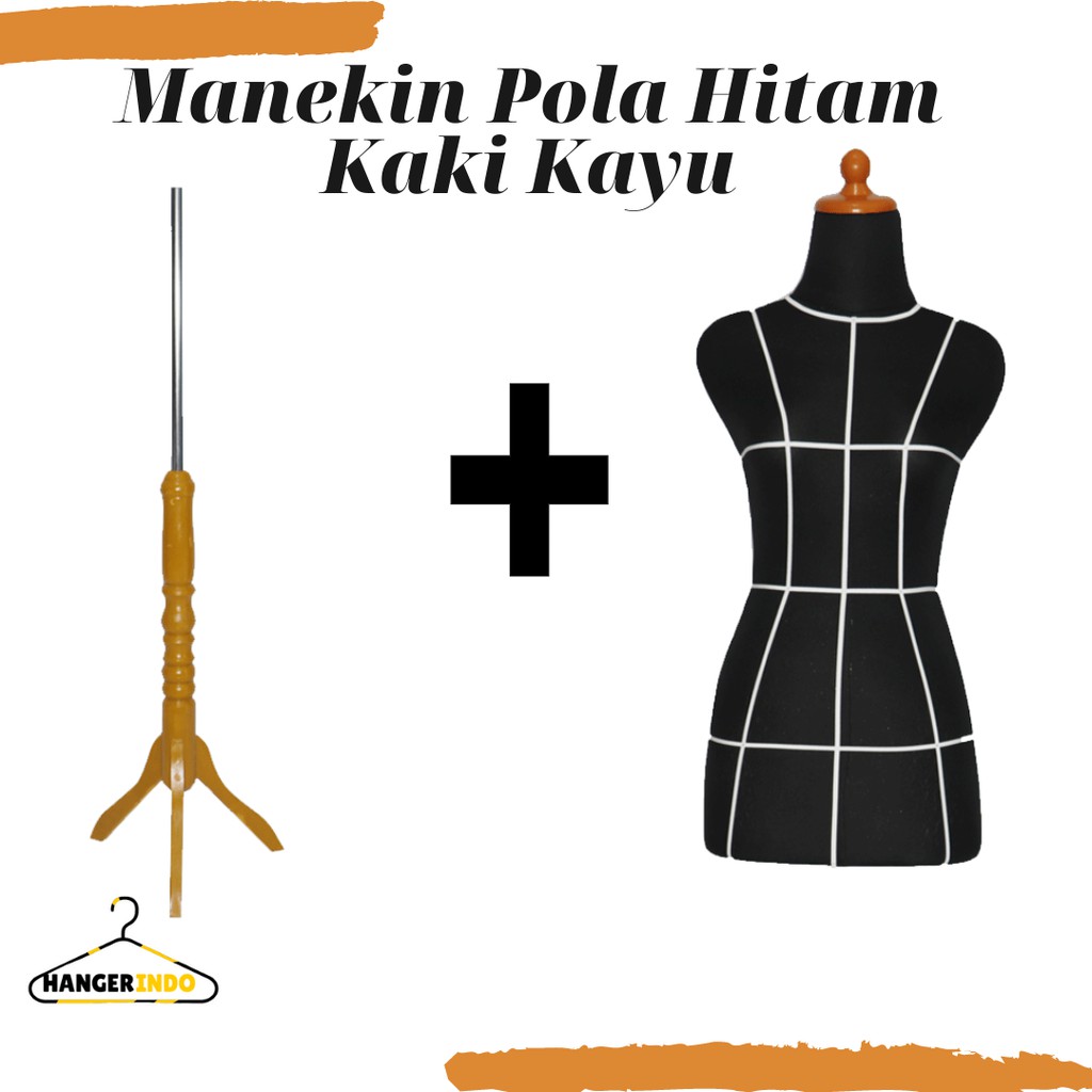 Manekin Pola Hitam Kaki Kayu | Manekin Cewek | Patung Display