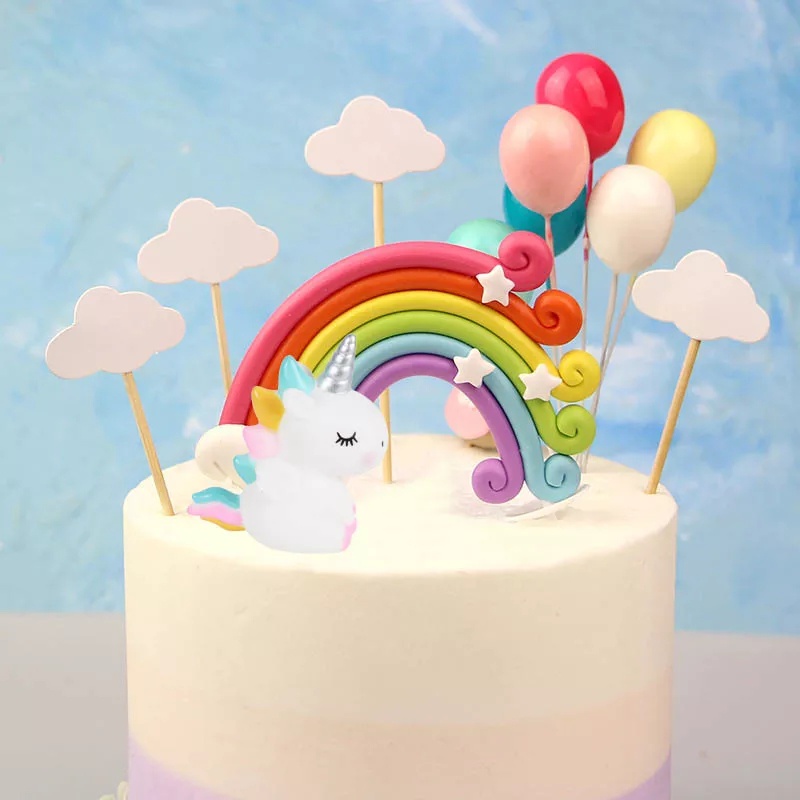 Cake topper Boneka unicorn dekorasi kue hiasan kue ulang tahun paket dekorasi tema unicorn perlengkapan ulang tahun unicorn perlengkapan pesta ultah anak tema unicorn birthday party decoration theme unicorn dessert table