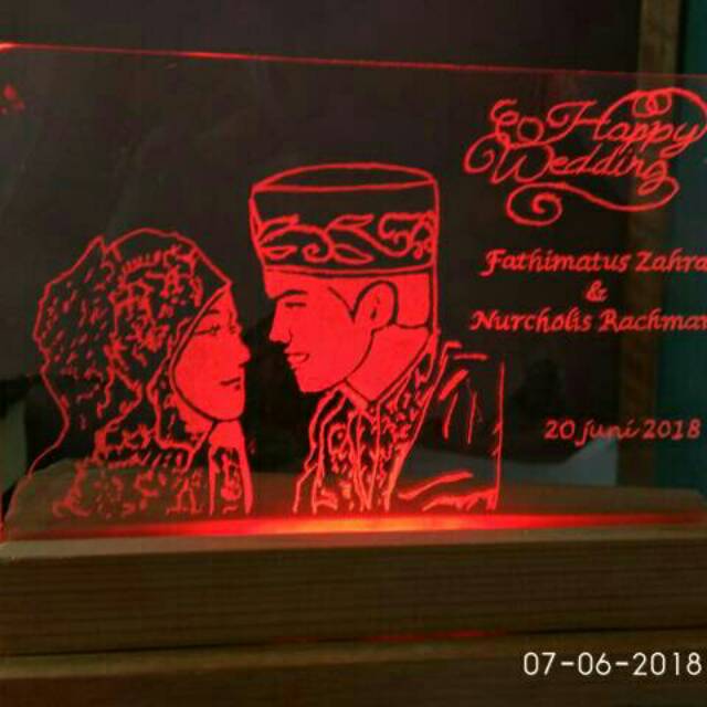 Lampu akrilik grafir fandel ukir tangan asli tanpa mesin