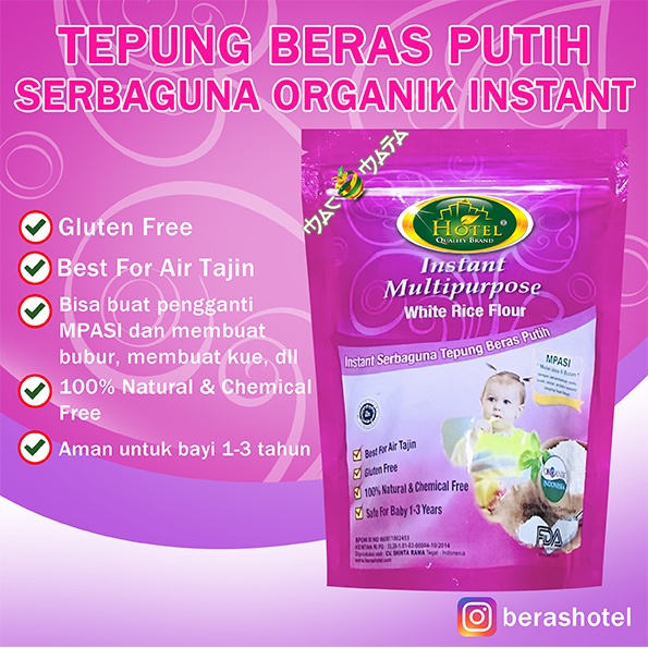

Tepung Beras Putih Organik Makanan Bayi MPASI 120 gr HOTEL - Tepung Beras Putih Organik - Tepung Organik Instant Beras Putih - HOTEL Tepung Beras Putih Organik 120gr