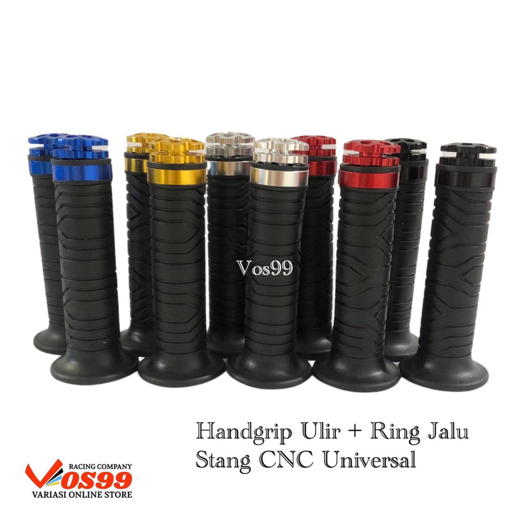 HANDGRIP GRIP ULIR KARET EMPUK + RING JALU STANG CNC BISA UNTUK SEMUA JENIS MOTOR