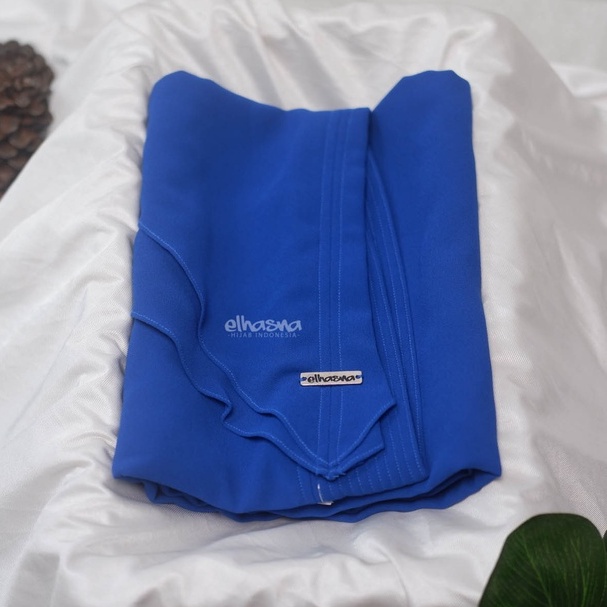 Hijab Instan XL Jumbo Hijab Ceruty 2 Layer Jilbab Instan  By Elhasna-BIRU BCA
