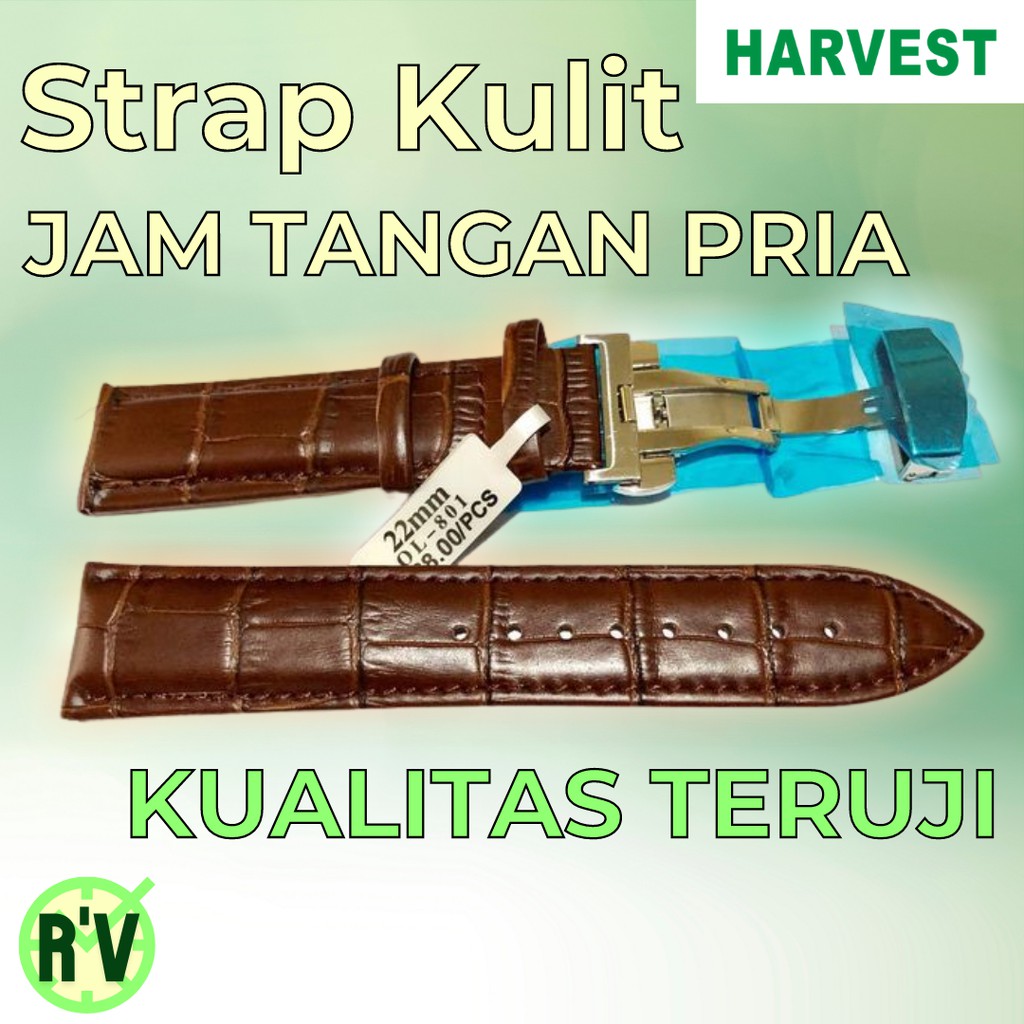 STRAP TALI JAM TANGAN  PRIA  BUTTERFLY CLASP R'VEST KULIT GENUINE LEATHER STRAP