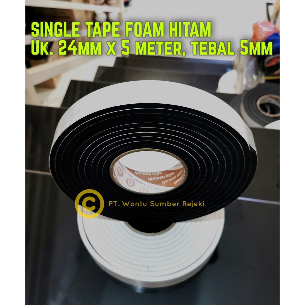 Single Foam Tape Hitam 24mm x 5 Meter tebal 5mm