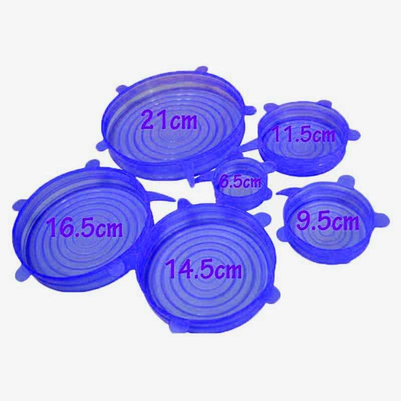 Penutup Panci Mangkuk Gelas Silicone Lid 6 PCS HWH238 Biru