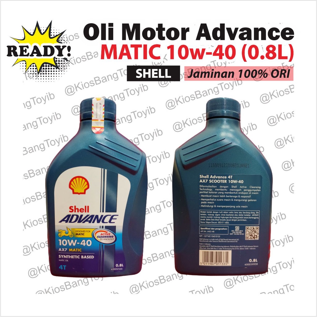 Oli Motor Bebek Matic ORIGINAL SHELL Advance 10W-40 (0.8L)