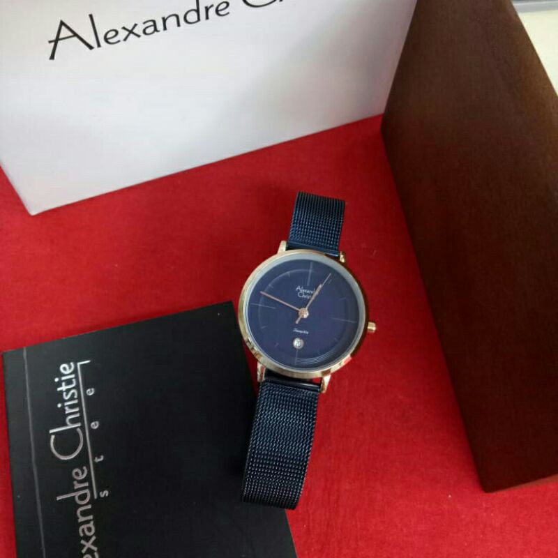 Jam Tangan Analog Wanita Alexandre Christie Ac 8627 Ld All Stainless Steel Blue Navy Rosegold