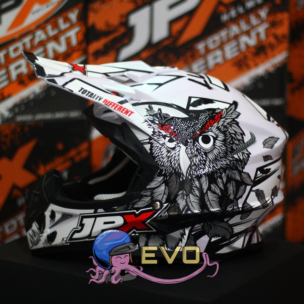 HELM JPX CROSS MOTIF LENGKAP ORIGINAL - HELM JPX FOX1 MOTIF SERIGALA ULAR BURUNG HANTU HELM JPX TERBARU