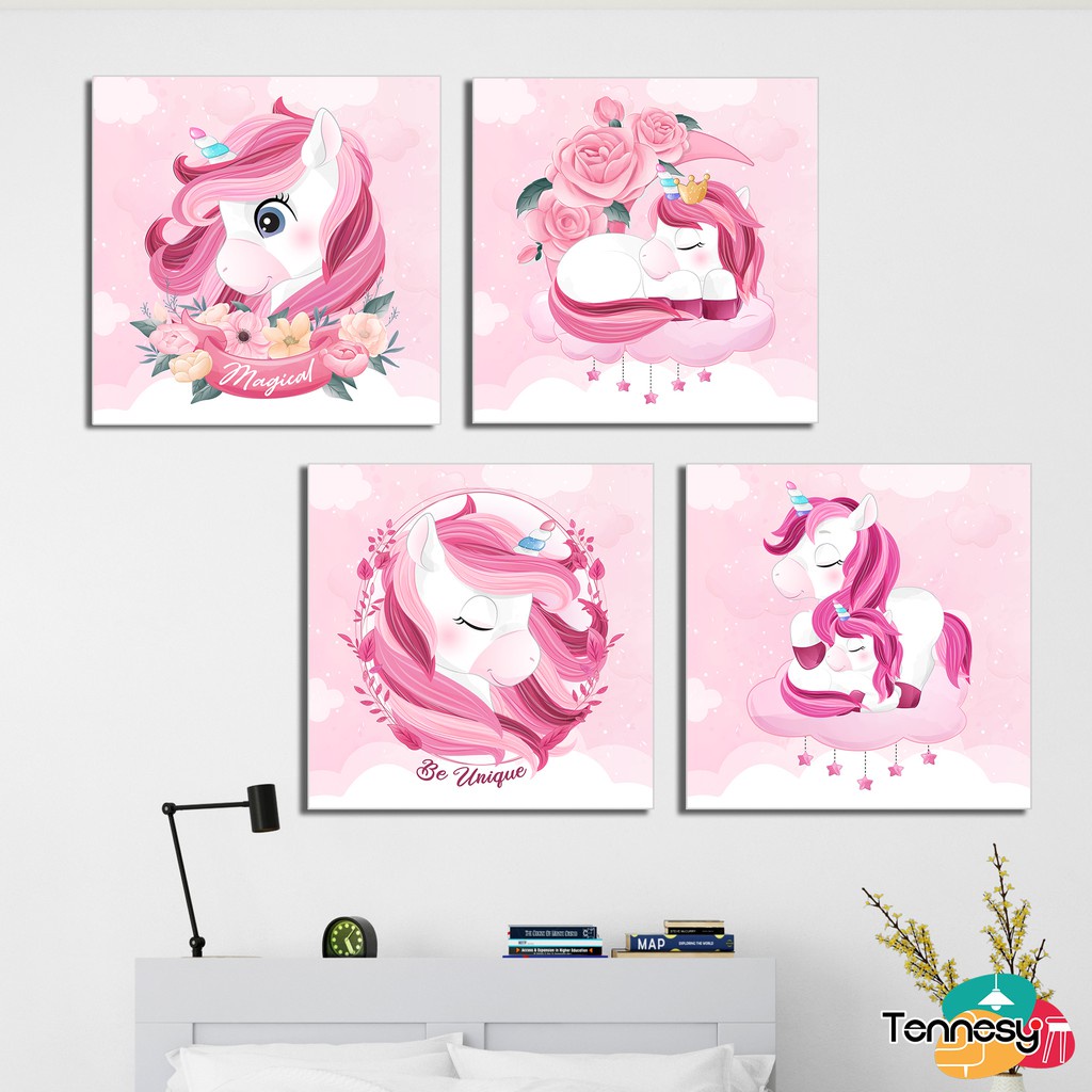 HIASAN DINDING UNICORN KUDA PONI 20x20CM WALL DECOR UNICORN PAJANGAN KAYU UNICORN DEKORASI DINDING KAMAR RUMAH