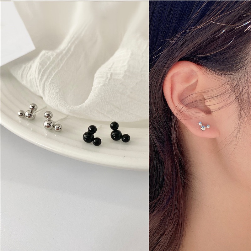 Anting Tusuk Sterling Silver 925 Bentuk Beruang Hitam Untuk Wanita