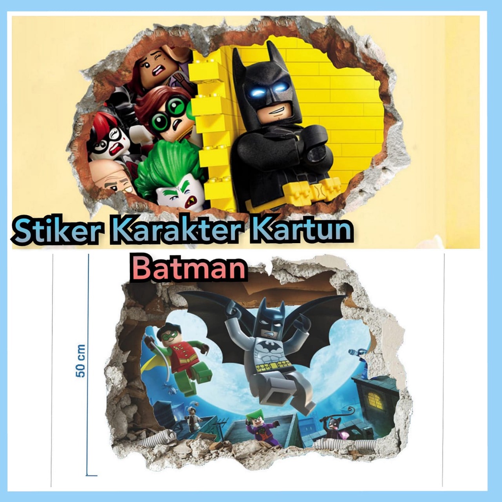 STICKER KARAKTER KARTUN BATMAN LEGO DEKORASI DINDING TEMBOK KAMAR TIDUR RUANG BERMAIN ANAK COWOK CAFE STIKER SETIKER WALL STIKER