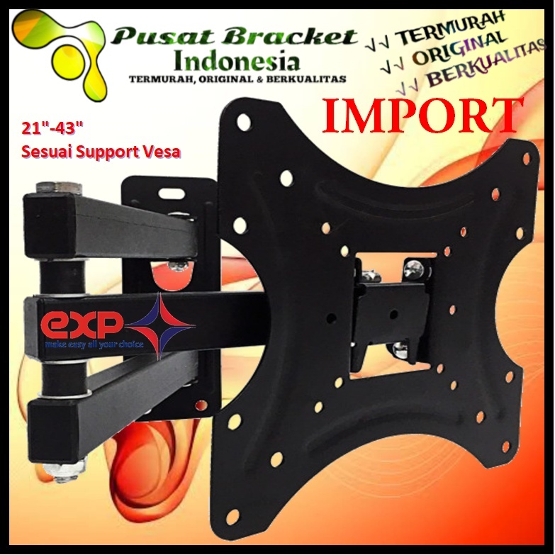 Bracket TV REALME 14 s/d 43 inch 6 ARAH FULL BESI SUPER KOKOH GARANSI 100% ORI