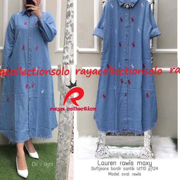 SDF✱ LAUREN RAWIS LONG TUNIK JUMBO JEANS / LAUREN RAWIS BIGSIZE / TUNIK JEANS RAWIS ORI SF Barang Ba