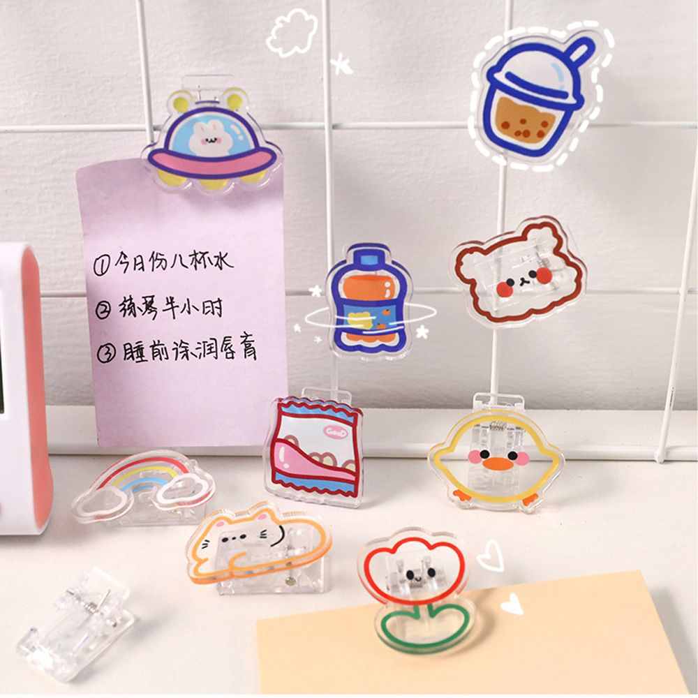 QUINTON Creativity Paper Clip Desktop Organizer Snacks Sealing Clip Transparent Clip Binding School Stationery Page Holder Office Supplies Cartoon Small Clips Binder Clips