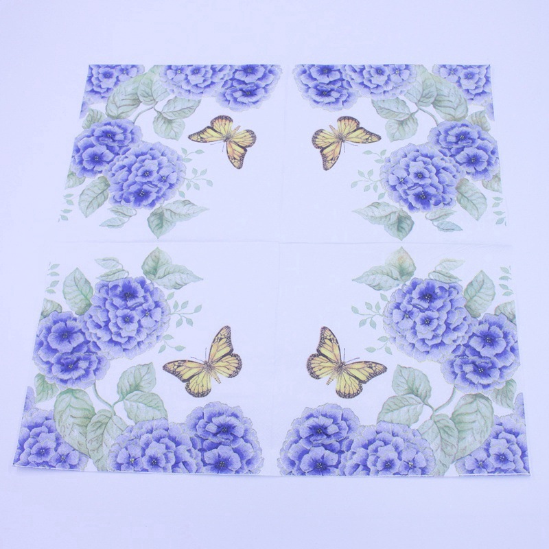 Butterfly Paper Napkins with Plant Flower for Party Decoration Tissue 20pcs/pack