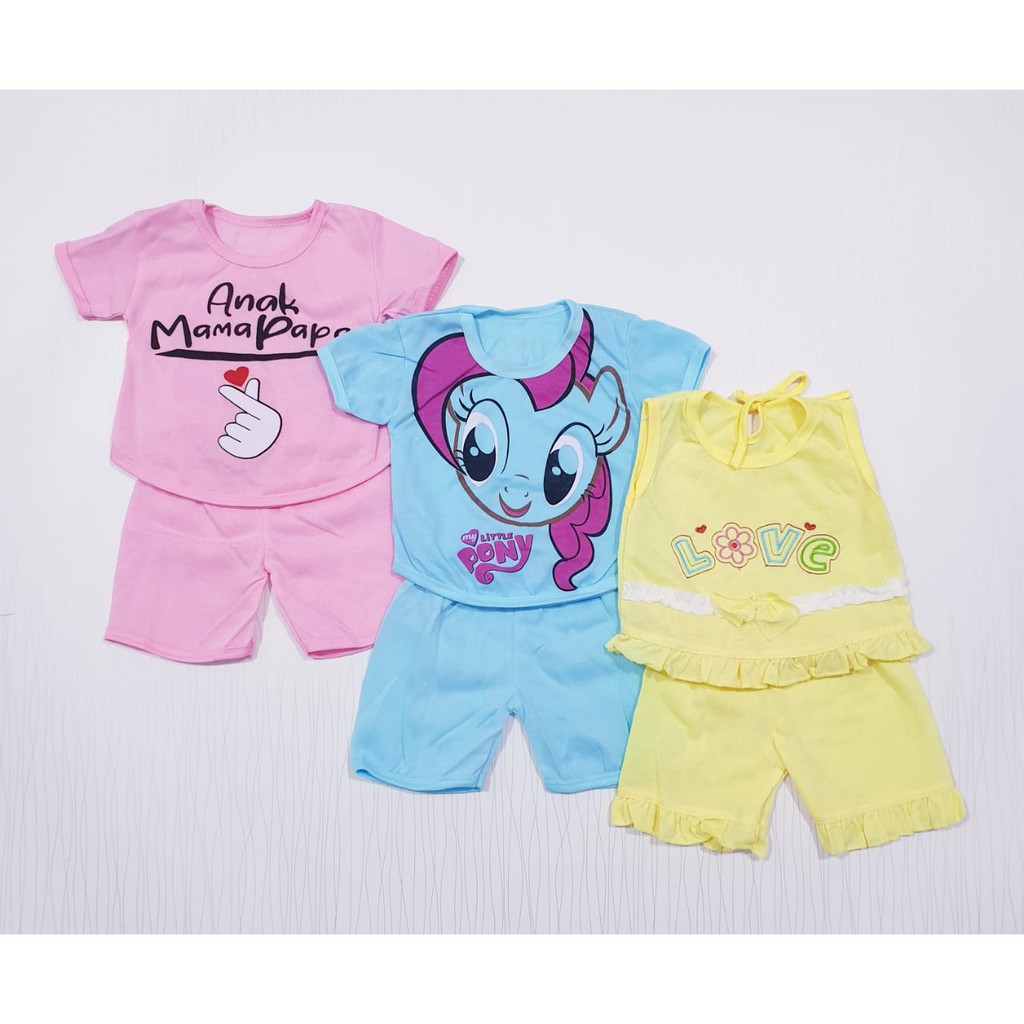 COD Paket 3 Pcs Dress Anak Bayi/ Baju Bayi 0-12 Bulan / Setelan Baby / Setelan Anak / Baby Alicia