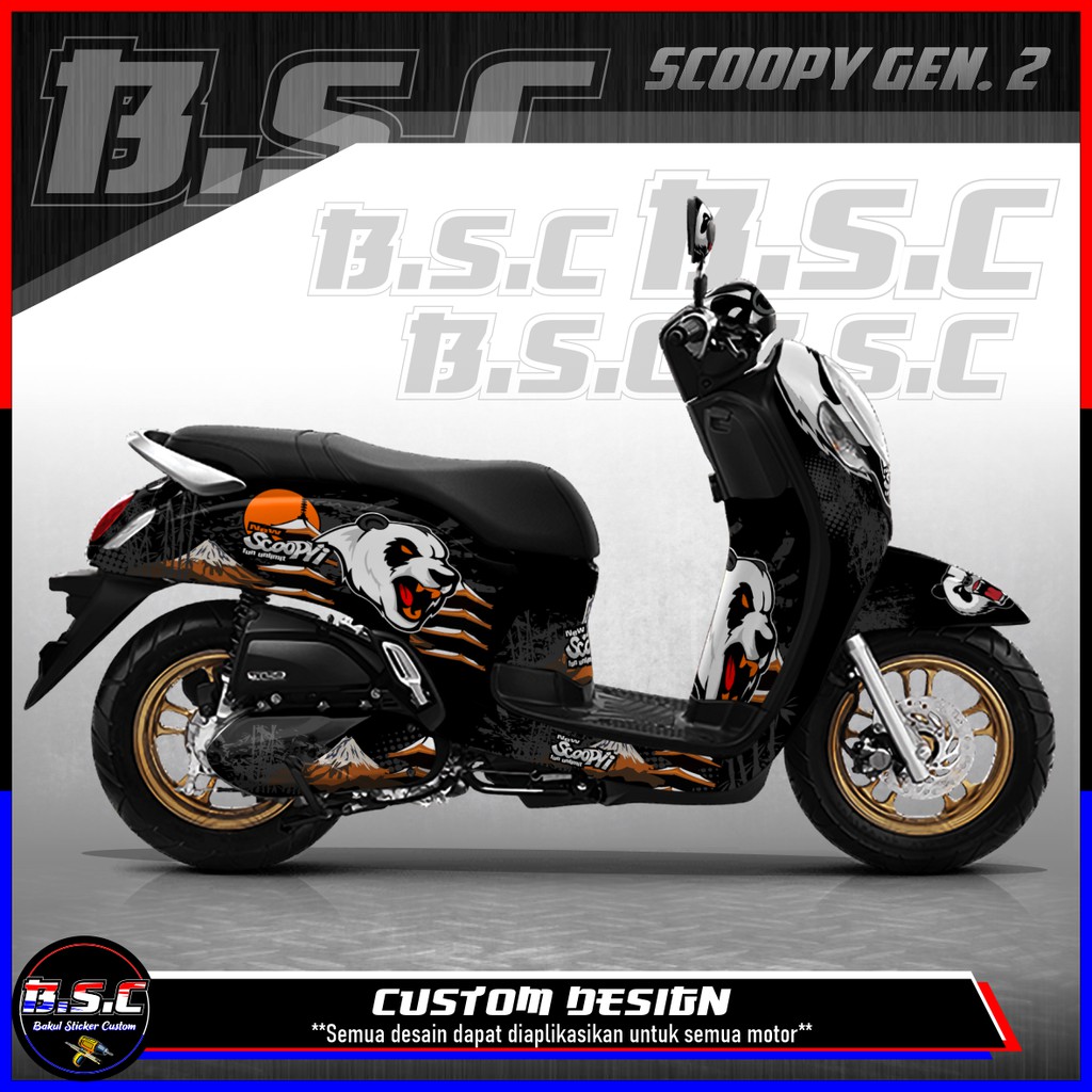 Sticker Decal FULL BODY + FULL PART Scoopy FI Scoopy 2021 Motif Panda Black