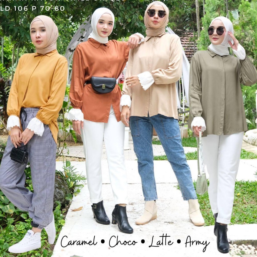 Kerine Shirt/Atasan Rayon Twill Uniqlo/Kemeja Rayon/Kemaja Kerja/Kemeja Wanita Murah