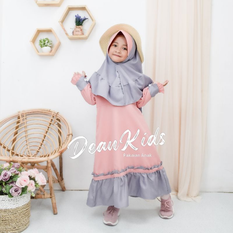 Gamis Kids Inayah Dress Anak Perempuan Muslim 3-10 Tahun Manggo Crepe Pakaian Lebaran Seragam Pengaj