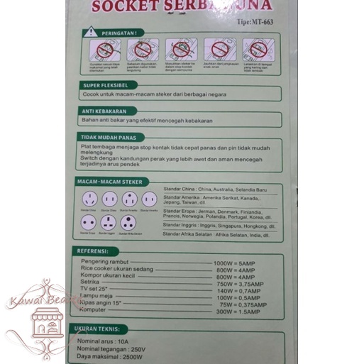 Matsui Stopkontak kabel / colokan perpanjangan /socket listrik multi fungsi