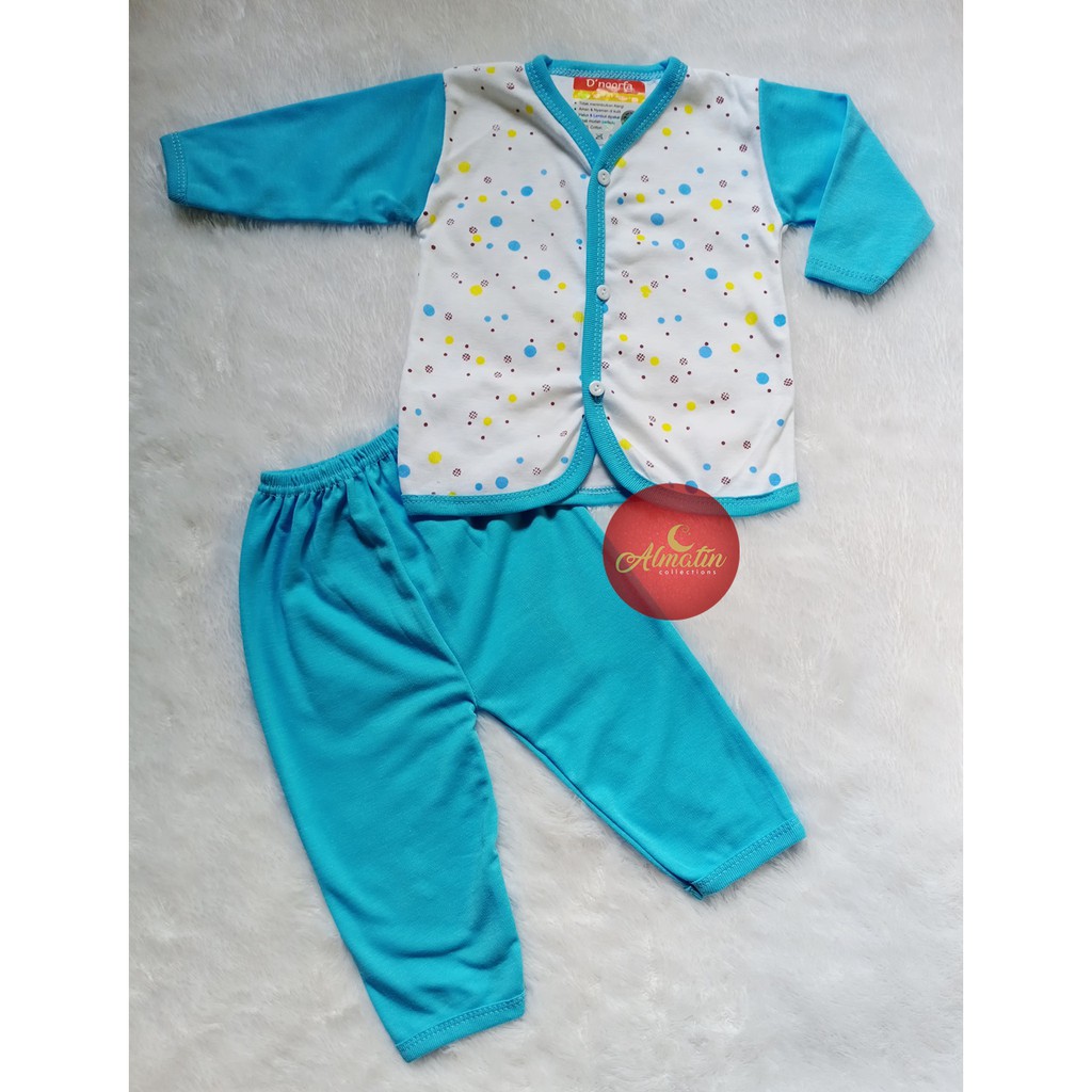 Baju Bayi Lengan Panjang Polkadot-Baju Bayi Almatin Merek D'noorfa 3Stel / Piyama Bayi Dapat 3 STEL