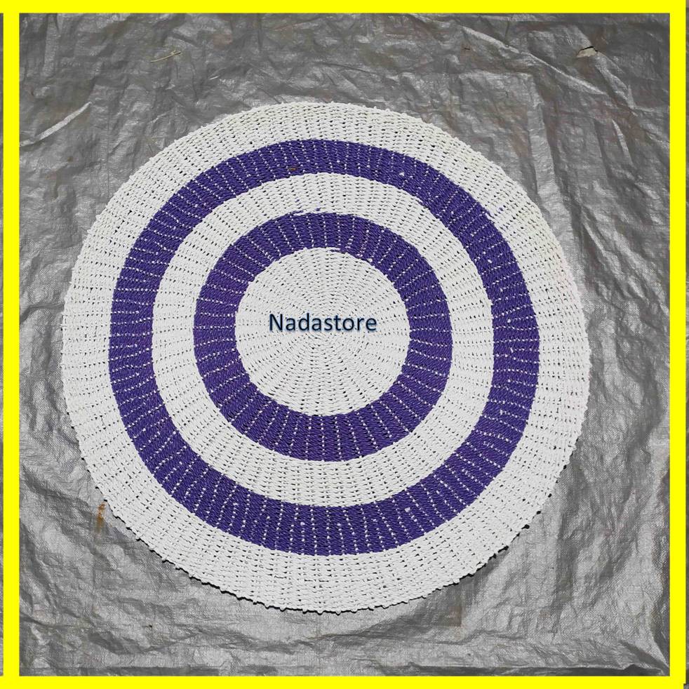 Nadastore Rug Seagrass / Karpet Anyaman Putih Ungu Diameter 120 CM ( NEW ARRIVAL )