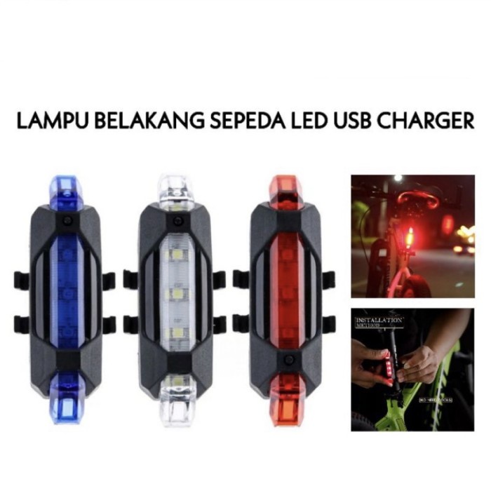 Lampu belakang Sepeda LED Rechargeable USB bicycle light