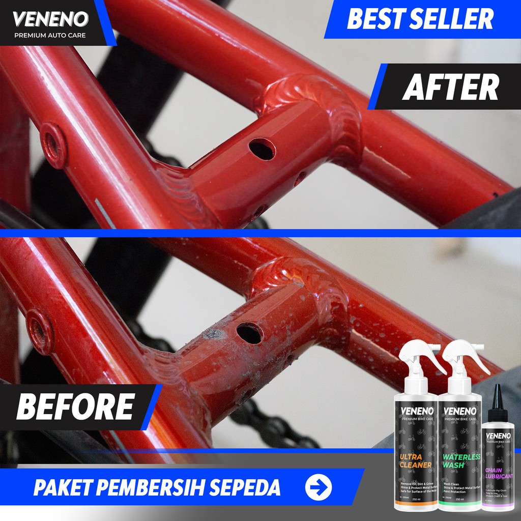 PAKET PERAWATAN SEPEDA BY VENENO BIKE CARE - PEMBERSIH SEPEDA DAN PELUMAS RANTAI SEPEDA BEST SELLER &amp; BISA COD