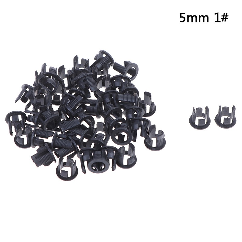 50Pcs Klip Holder Plastik 3mm / 5mm dengan Lampu LED Warna Hitam