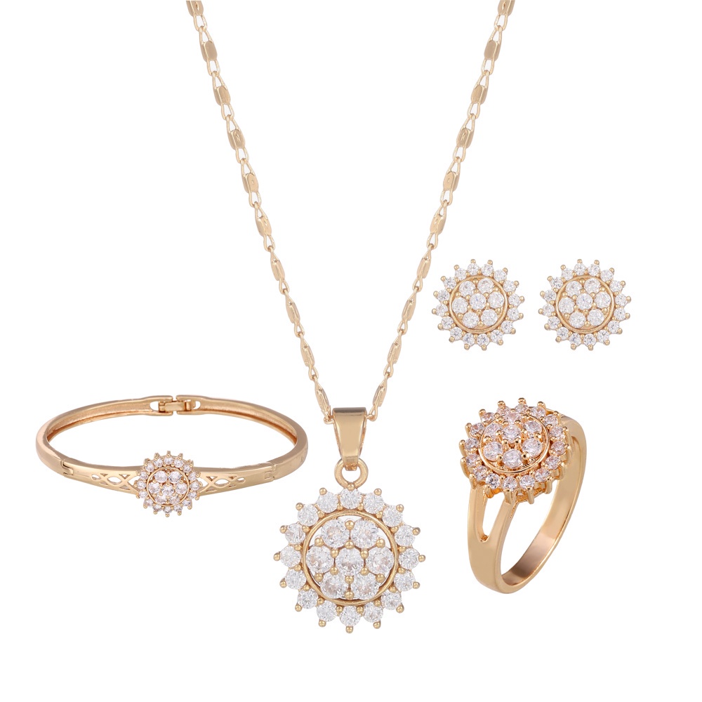 ✅COD Set Perhiasan Titanium Anti Karat Set Kalung Kelang Cincin Tiatanium Anting Korea Fashion Cincin Aksesoris Wanita D625