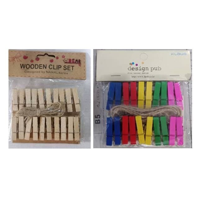 Jepit kayu foto / wooden clip set / jepitan foto