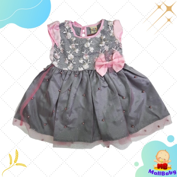 Baju Bayi Perempuan 0-6 Bulan Dress Bayi Perempuan Newborn Pesta Gaun Bayi Qonita