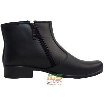Terkini ZJP Gucci CWE Sepatu Pantofel PDH PDL Boot Hak 3Cm Resleting Wanita Polwan Size 37-41 Hitam