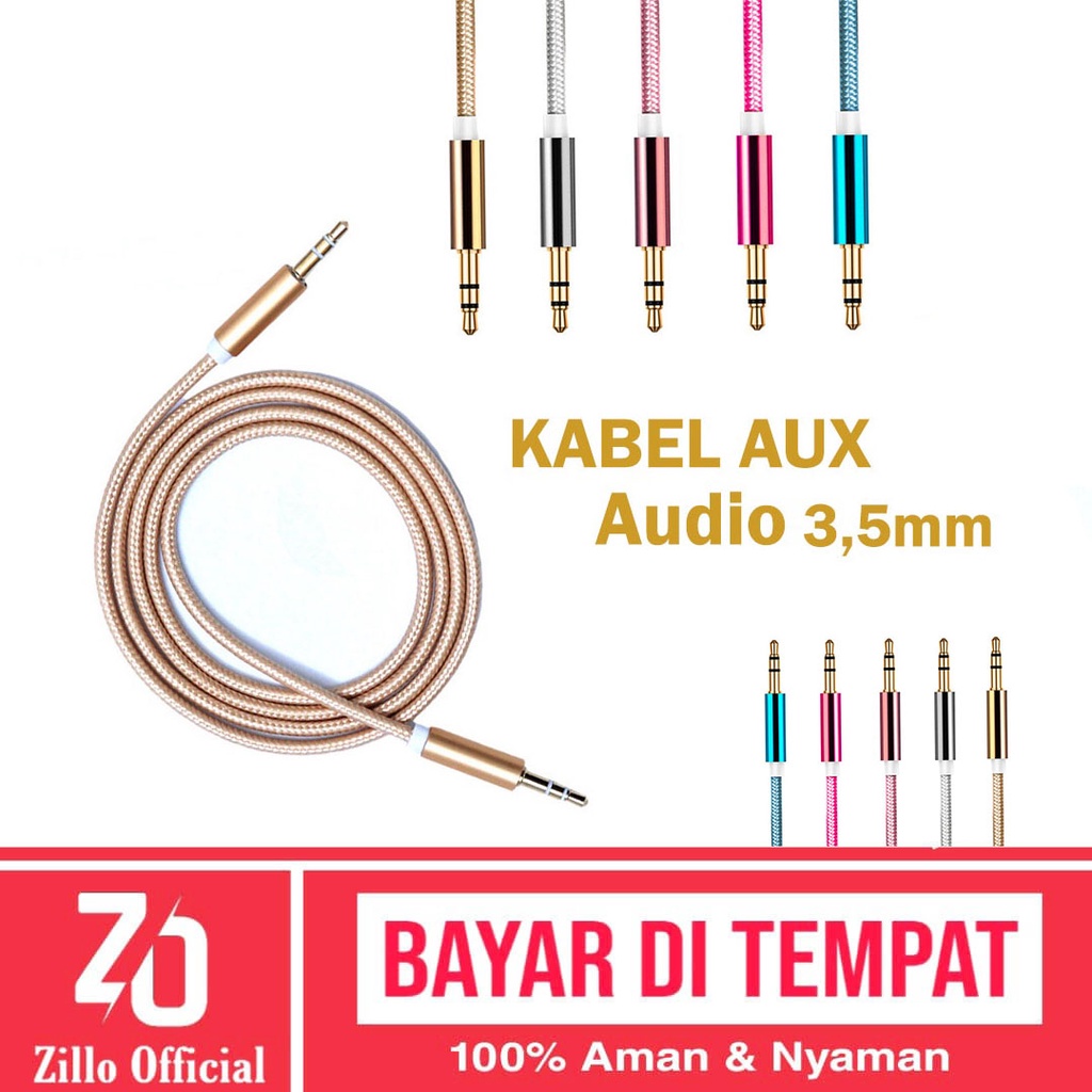 ZILLO Kabel Audio AUX Berkualitas Kabel Audio Cable 3.5mm Gold Plated 1 Meter Original