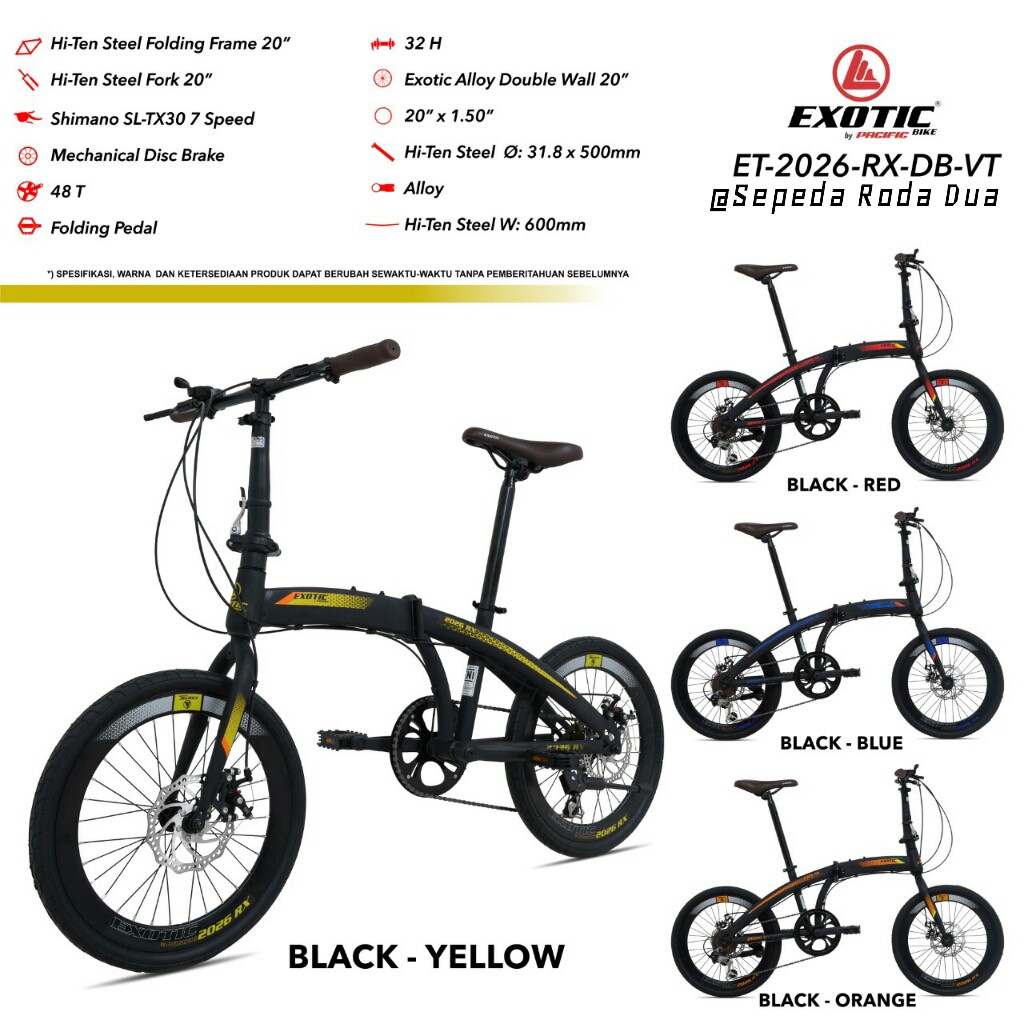 Sepeda Lipat 20" Exotic 2026 RX DB VT