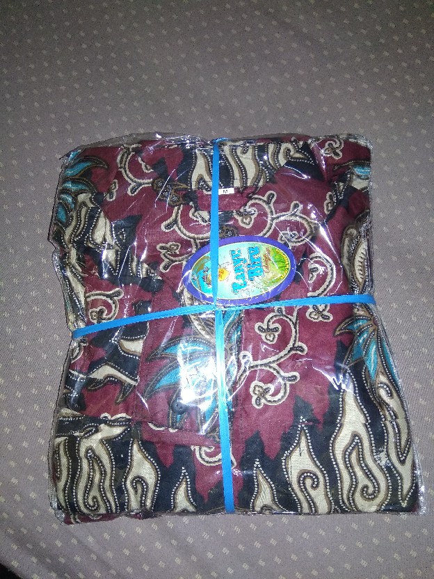 Kemeja Batik Pria M L Xl Xxl Bswart Kenongo Padi Biru Merah Sogan