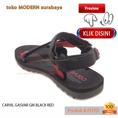 CARVIL GASVAR GM BLACK RED sandal pria casual sandal gunung slide